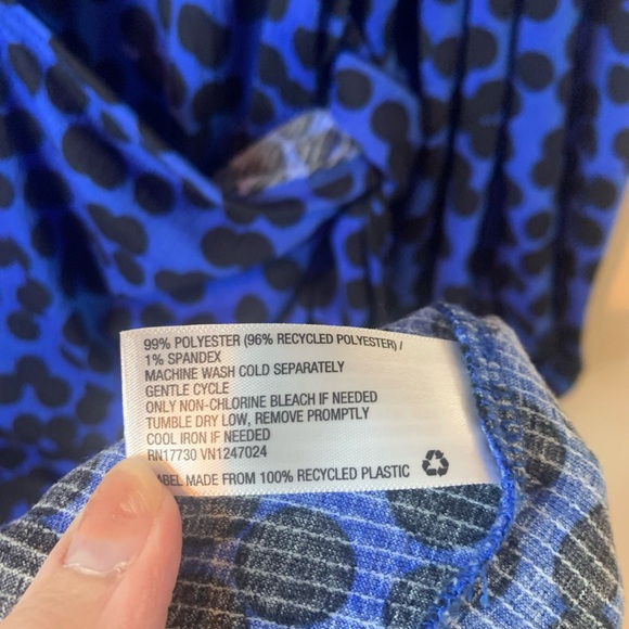 Ava & Viv Blue and Black Polka Dot Balloon Sleeve Midi Dress - Picture 7 of 9